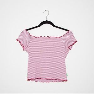 Red and white Off the shoulder crop top